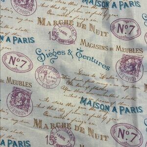 4 Yards of Fabric Vintage Paris Postage Stamps